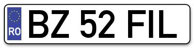 Placuta inmatriculare numar auto  BZ-52-FIL, BZ 52 FIL, BZ52FIL