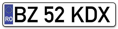 Placuta inmatriculare numar auto  BZ-52-KDX, BZ 52 KDX, BZ52KDX