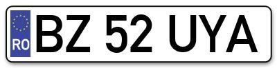 Placuta inmatriculare numar auto  BZ-52-UYA, BZ 52 UYA, BZ52UYA