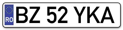 Placuta inmatriculare numar auto  BZ-52-YKA, BZ 52 YKA, BZ52YKA
