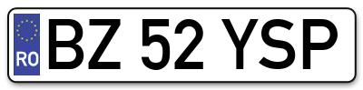 Placuta inmatriculare numar auto  BZ-52-YSP, BZ 52 YSP, BZ52YSP