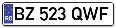 Placuta inmatriculare numar auto  BZ-523-QWF, BZ 523 QWF, BZ523QWF