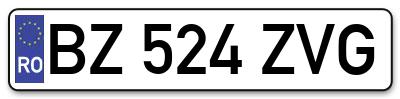 Placuta inmatriculare numar auto  BZ-524-ZVG, BZ 524 ZVG, BZ524ZVG