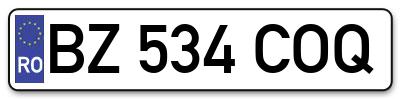 Placuta inmatriculare numar auto  BZ-534-COQ, BZ 534 COQ, BZ534COQ