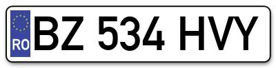Placuta inmatriculare numar auto  BZ-534-HVY, BZ 534 HVY, BZ534HVY
