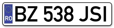 Placuta inmatriculare numar auto  BZ-538-JSI, BZ 538 JSI, BZ538JSI