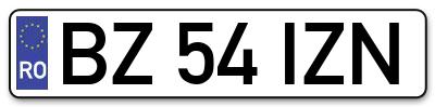 Placuta inmatriculare numar auto  BZ-54-IZN, BZ 54 IZN, BZ54IZN