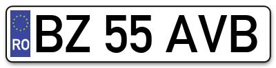 Placuta inmatriculare numar auto  BZ-55-AVB, BZ 55 AVB, BZ55AVB