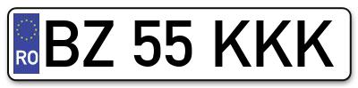 Placuta inmatriculare numar auto  BZ-55-KKK, BZ 55 KKK, BZ55KKK