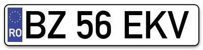 Placuta inmatriculare numar auto  BZ-56-EKV, BZ 56 EKV, BZ56EKV