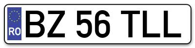 Placuta inmatriculare numar auto  BZ-56-TLL, BZ 56 TLL, BZ56TLL