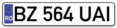 Placuta inmatriculare numar auto  BZ-564-UAI, BZ 564 UAI, BZ564UAI