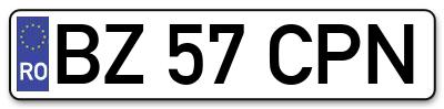 Placuta inmatriculare numar auto  BZ-57-CPN, BZ 57 CPN, BZ57CPN