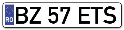 Placuta inmatriculare numar auto  BZ-57-ETS, BZ 57 ETS, BZ57ETS