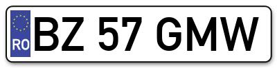 Placuta inmatriculare numar auto  BZ-57-GMW, BZ 57 GMW, BZ57GMW