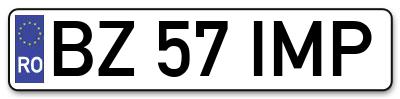 Placuta inmatriculare numar auto  BZ-57-IMP, BZ 57 IMP, BZ57IMP