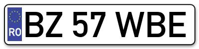 Placuta inmatriculare numar auto  BZ-57-WBE, BZ 57 WBE, BZ57WBE