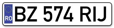 Placuta inmatriculare numar auto  BZ-574-RIJ, BZ 574 RIJ, BZ574RIJ