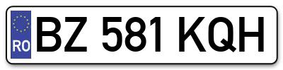 Placuta inmatriculare numar auto  BZ-581-KQH, BZ 581 KQH, BZ581KQH