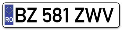 Placuta inmatriculare numar auto  BZ-581-ZWV, BZ 581 ZWV, BZ581ZWV