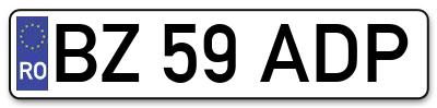 Placuta inmatriculare numar auto  BZ-59-ADP, BZ 59 ADP, BZ59ADP