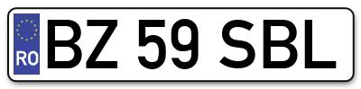 Placuta inmatriculare numar auto  BZ-59-SBL, BZ 59 SBL, BZ59SBL