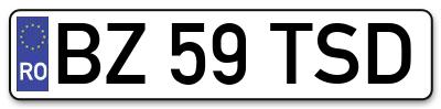 Placuta inmatriculare numar auto  BZ-59-TSD, BZ 59 TSD, BZ59TSD