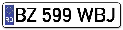Placuta inmatriculare numar auto  BZ-599-WBJ, BZ 599 WBJ, BZ599WBJ