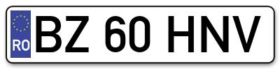 Placuta inmatriculare numar auto  BZ-60-HNV, BZ 60 HNV, BZ60HNV