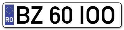Placuta inmatriculare numar auto  BZ-60-IOO, BZ 60 IOO, BZ60IOO