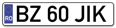 Placuta inmatriculare numar auto  BZ-60-JIK, BZ 60 JIK, BZ60JIK