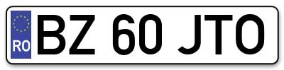 Placuta inmatriculare numar auto  BZ-60-JTO, BZ 60 JTO, BZ60JTO
