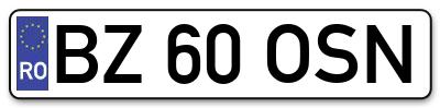 Placuta inmatriculare numar auto  BZ-60-OSN, BZ 60 OSN, BZ60OSN