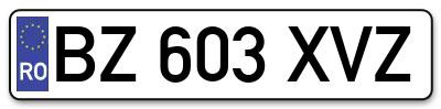 Placuta inmatriculare numar auto  BZ-603-XVZ, BZ 603 XVZ, BZ603XVZ