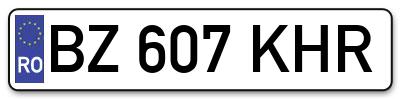 Placuta inmatriculare numar auto  BZ-607-KHR, BZ 607 KHR, BZ607KHR