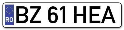 Placuta inmatriculare numar auto  BZ-61-HEA, BZ 61 HEA, BZ61HEA