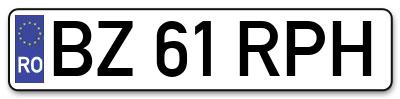 Placuta inmatriculare numar auto  BZ-61-RPH, BZ 61 RPH, BZ61RPH