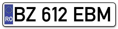 Placuta inmatriculare numar auto  BZ-612-EBM, BZ 612 EBM, BZ612EBM