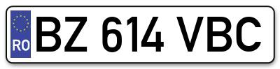 Placuta inmatriculare numar auto  BZ-614-VBC, BZ 614 VBC, BZ614VBC