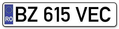 Placuta inmatriculare numar auto  BZ-615-VEC, BZ 615 VEC, BZ615VEC