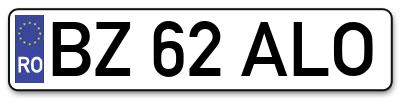 Placuta inmatriculare numar auto  BZ-62-ALO, BZ 62 ALO, BZ62ALO