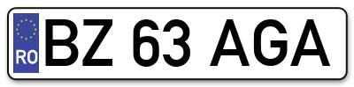 Placuta inmatriculare numar auto  BZ-63-AGA, BZ 63 AGA, BZ63AGA