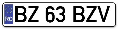 Placuta inmatriculare numar auto  BZ-63-BZV, BZ 63 BZV, BZ63BZV