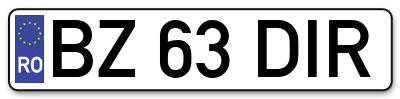 Placuta inmatriculare numar auto  BZ-63-DIR, BZ 63 DIR, BZ63DIR