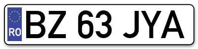 Placuta inmatriculare numar auto  BZ-63-JYA, BZ 63 JYA, BZ63JYA