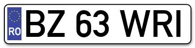 Placuta inmatriculare numar auto  BZ-63-WRI, BZ 63 WRI, BZ63WRI