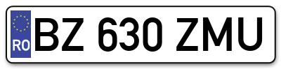 Placuta inmatriculare numar auto  BZ-630-ZMU, BZ 630 ZMU, BZ630ZMU