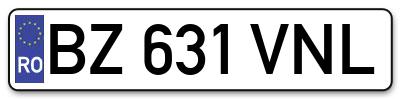 Placuta inmatriculare numar auto  BZ-631-VNL, BZ 631 VNL, BZ631VNL