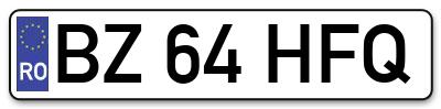 Placuta inmatriculare numar auto  BZ-64-HFQ, BZ 64 HFQ, BZ64HFQ