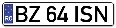 Placuta inmatriculare numar auto  BZ-64-ISN, BZ 64 ISN, BZ64ISN